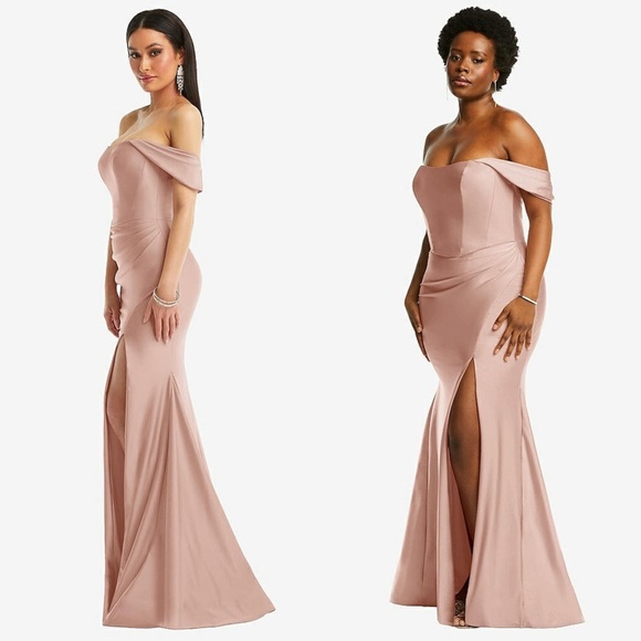 NWT CYNTHIA & SAHAR Stretch Satin Off Shoulder Corset Bodice Mermaid Gown XL‎ - Picture 2 of 6